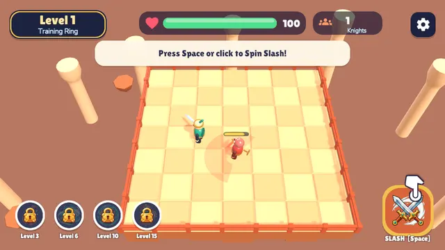 Blade Arena: green toy knight facing a red knight