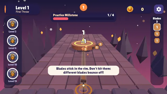Blade Merge: tap anywhere to throw a blade at the wheel