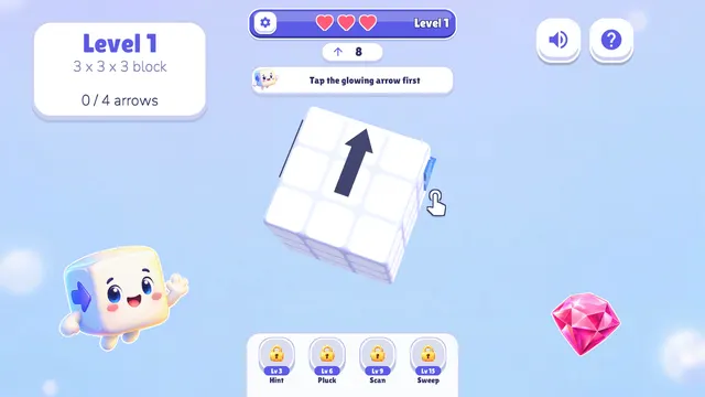 Helper buttons unlocked at levels 3, 6, 10 and 15