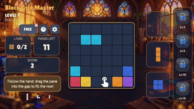 Block Grid Master: placing a stained-glass pane