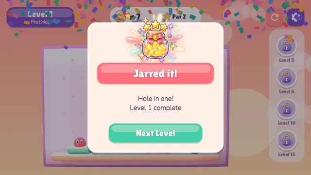 Bouncy Blob: Jarred it, a hole in one