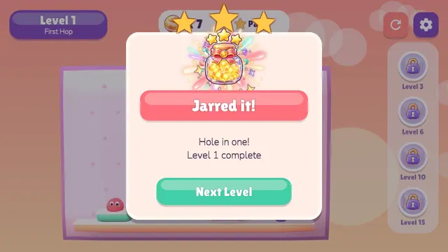 Bouncy Blob level 1 complete with three stars