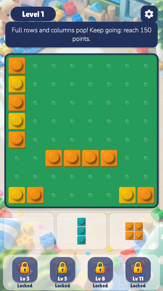 Brick Burst: placing a brick piece on the grid