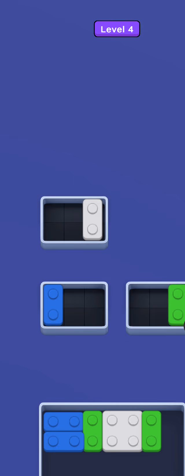 Brick Frames level 4 with blue, green and white bricks