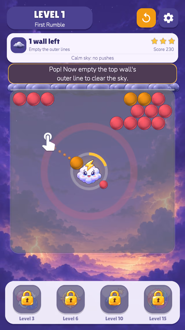 Bubble Burst Bay: aiming a drop at the bubble wall
