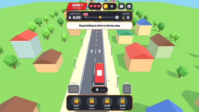 Bus Driver Rush red bus on a road in a 3D town