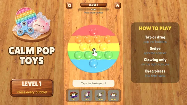 Pressing every bubble on the first Calm Pop toy
