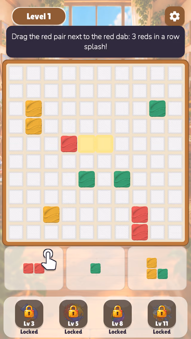 Color Grid Drop: colored tiles placed on the grid