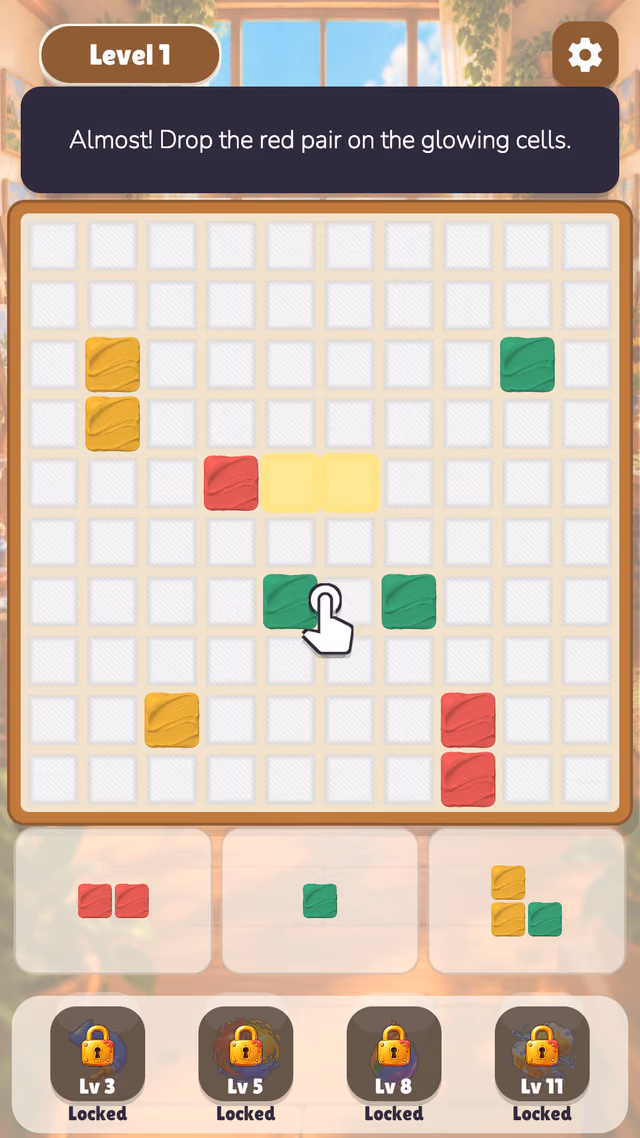 Color Grid Drop: the board filling with colors