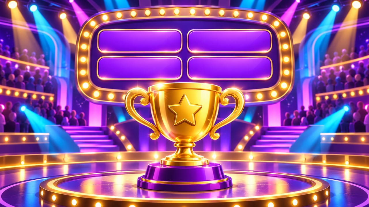 Crowd Says cover art: a game-show stage with a survey answer board