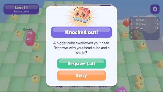 Cube Merge Arena knocked out by a bigger cube