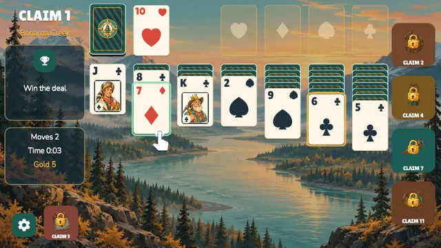 Klondike Daily: a red 7 moved onto a black 8