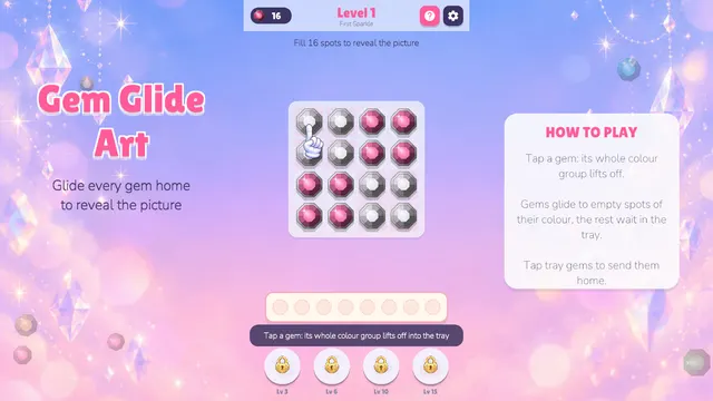 Gem Glide tray with gems waiting to go home