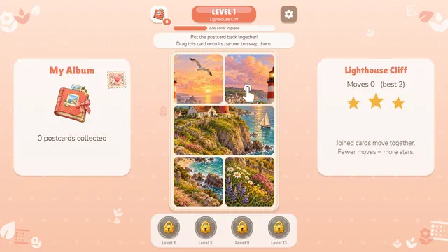 Moves counter and three stars beside the puzzle