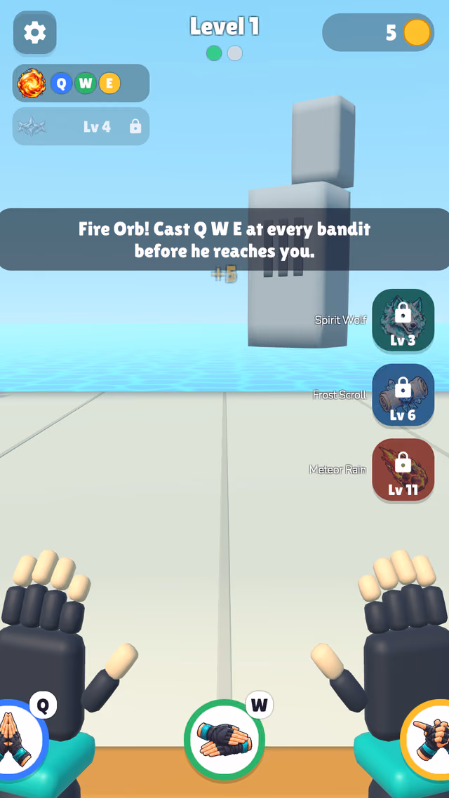 Jutsu Defender: bandit charging the stone wall