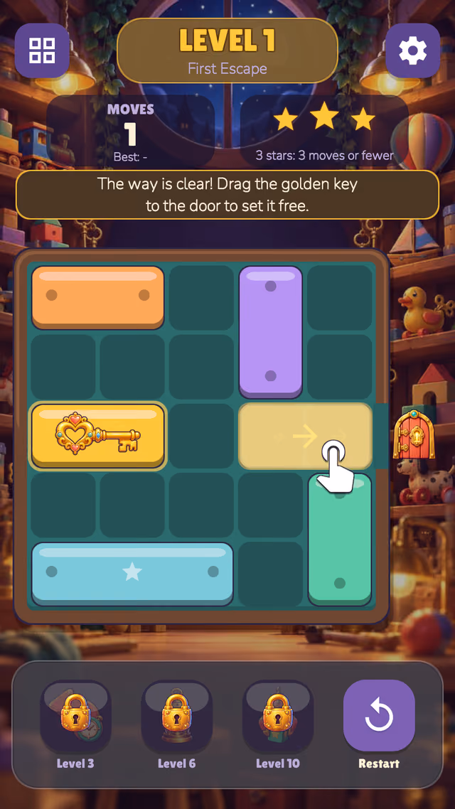 Key Escape: moving blocks out of the key's path