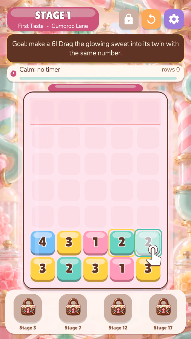 Number Merge: the numbered tile board at the start