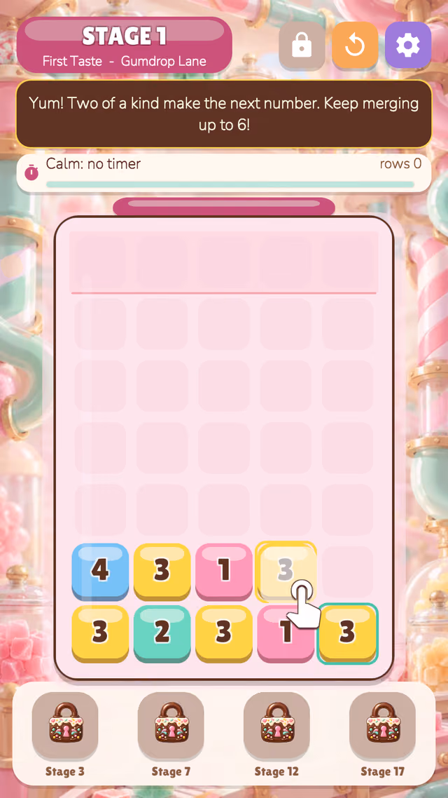 Number Merge: matching tiles merging into a higher number