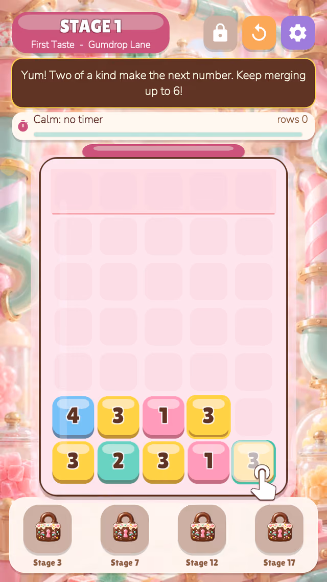 Number Merge: the board after a merge