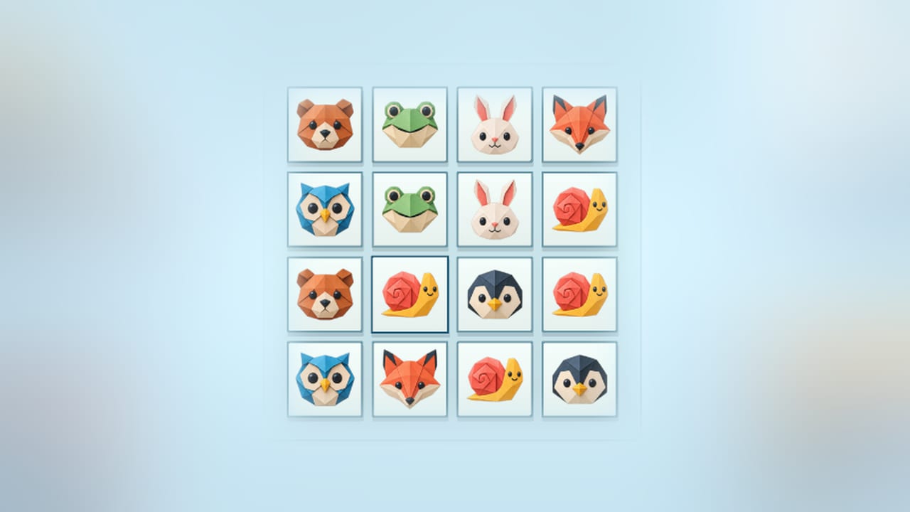 Pair Parade: a grid of bears, frogs, bunnies, foxes, snails and penguins