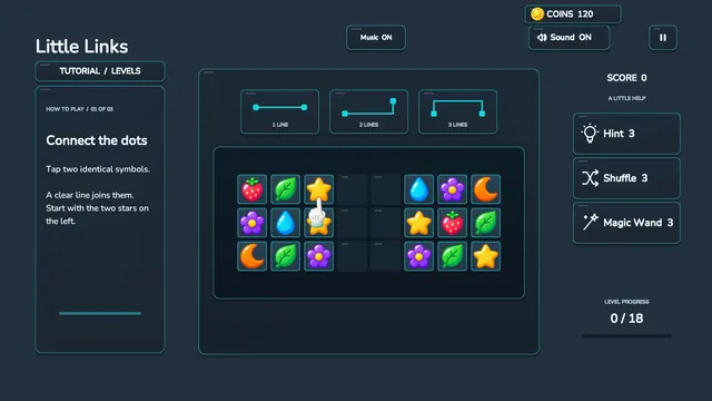 Pairline board of stars, strawberries, moons, drops and leaves