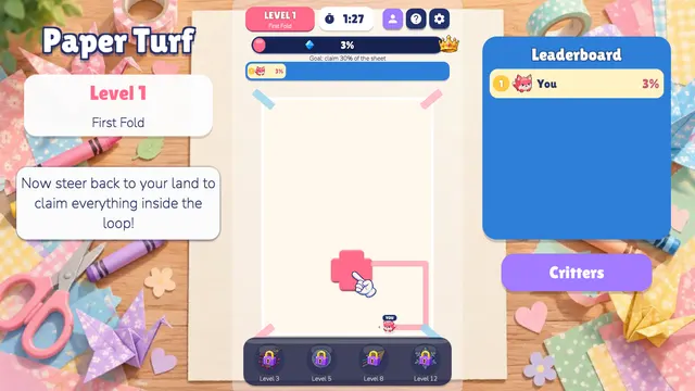 Paper Turf percentage bar and leaderboard during a round