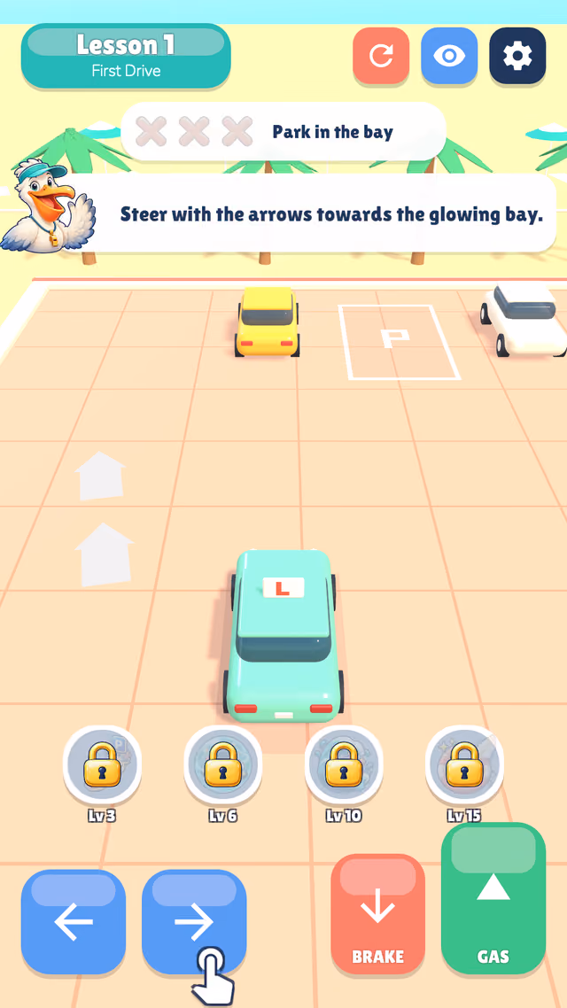 Parking Drill: steering into the bay