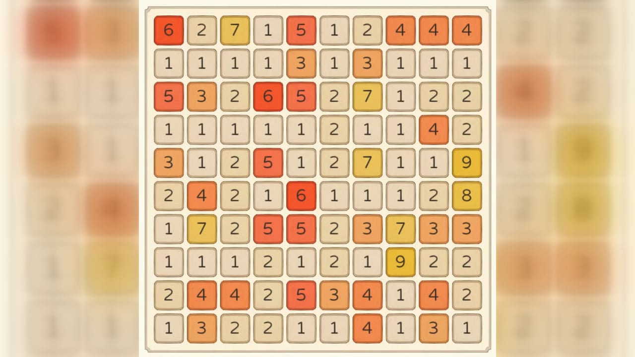 Pocket Numbers: Ten board of number tiles from 1 to 9 in warm colors