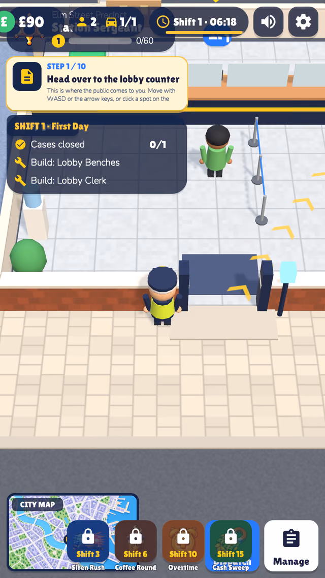 Precinct Tycoon: officers serving the front desk