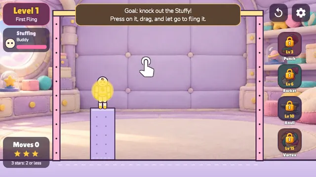 Ragdoll Rumble level 1: the Stuffy on a pillar in the toy room