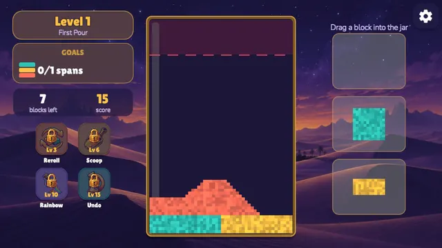 Sandfall Blocks: a block melting into colored sand