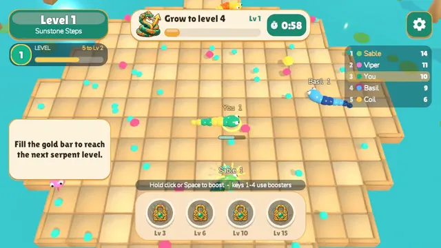 Serpent Clash: filling the gold bar to reach the next level