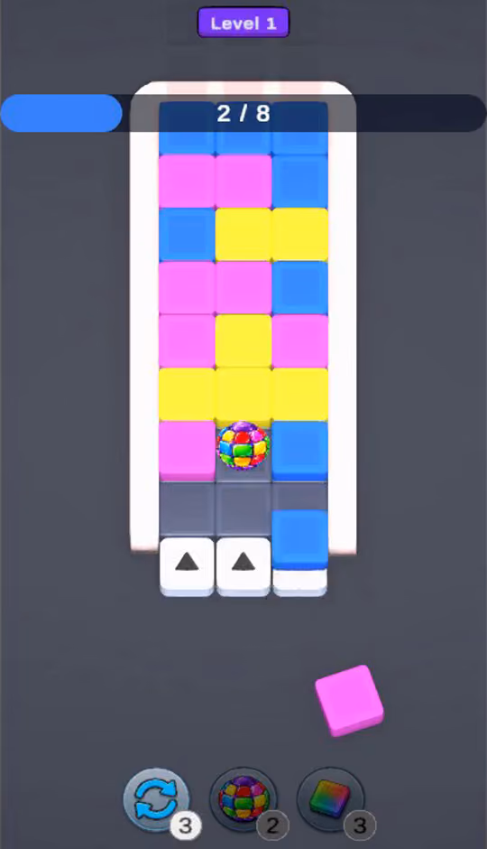 Slide Block: a full board with the rainbow ball booster