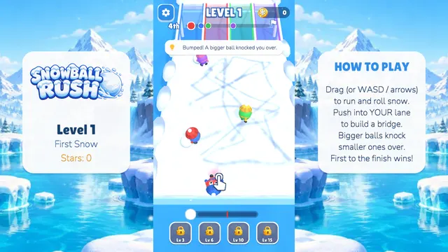 Snowball Rush Level 1 First Snow on an icy track