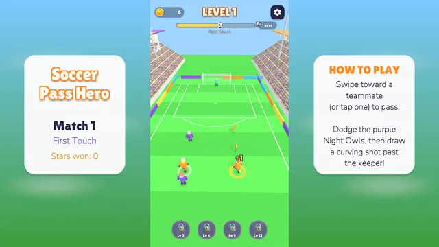 A pass between teammates in Soccer Pass