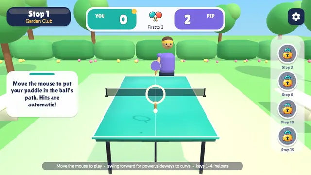 Spin Table Tennis rally with the landing marker on the table