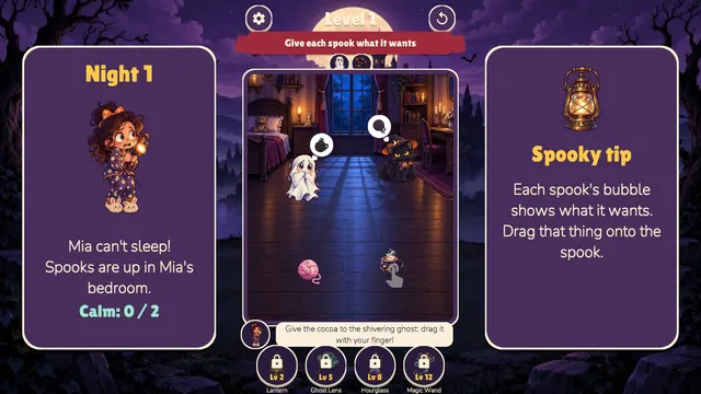 Spooky Story Night 1 in Mia's bedroom