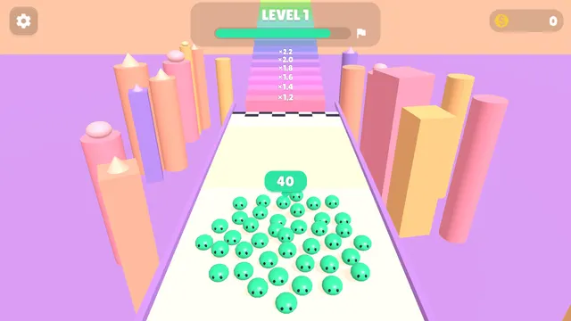 Swarm Runner swarm of 40 blobs near the bonus stairs