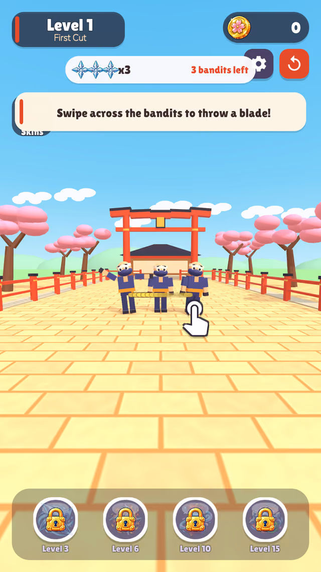 Swipe Ronin: the aim hint before the first slash