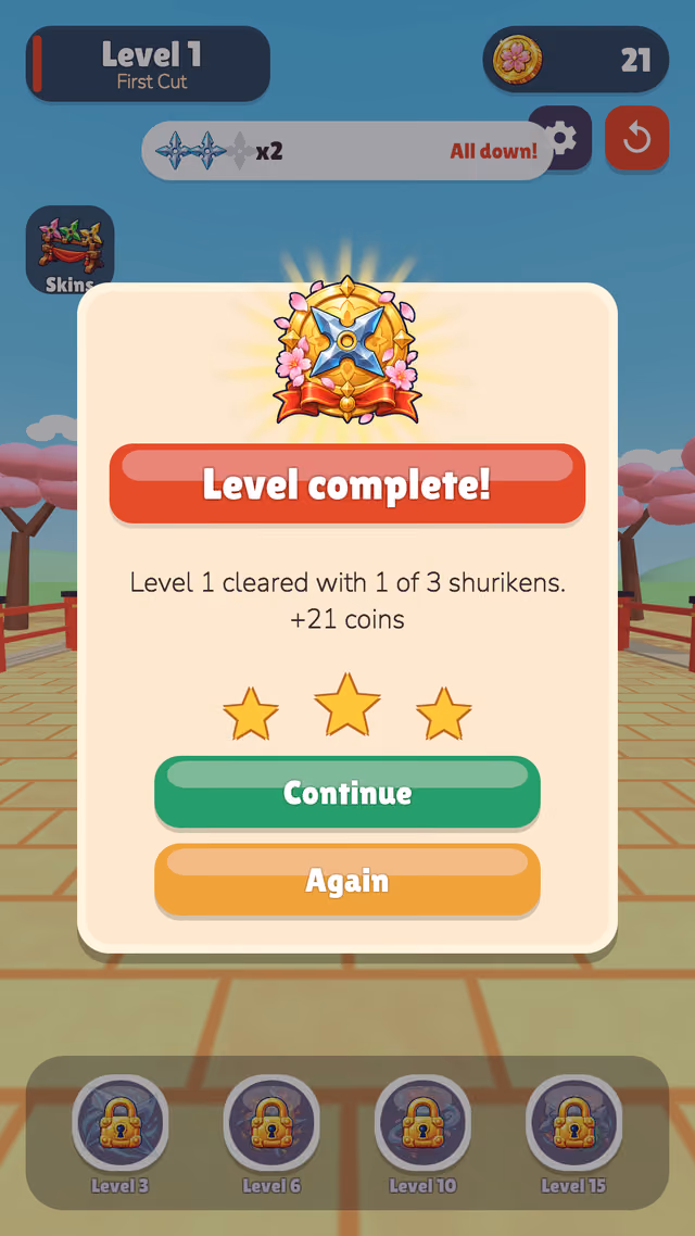 Swipe Ronin: level complete