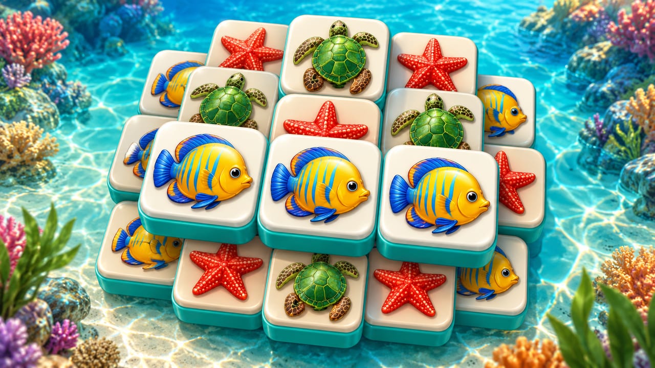 Tile Tribe cover art: a colorful tile-matching board