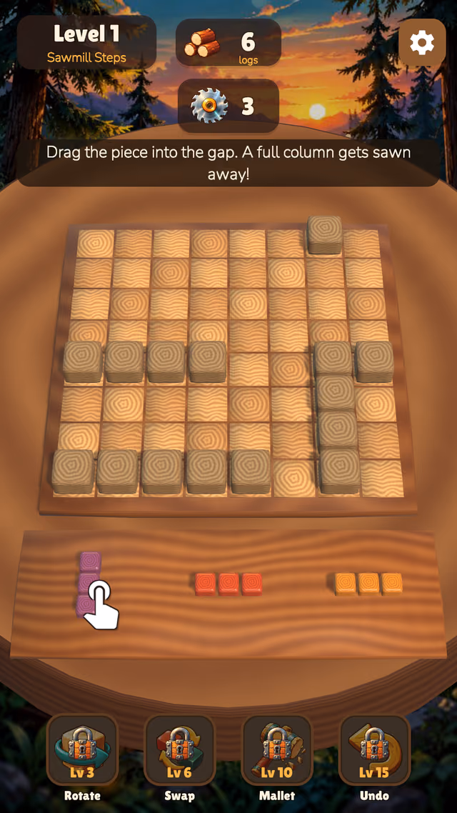 Timber Blocks: the board during play