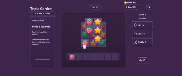 Triple Garden on a phone held sideways with the symbol pile