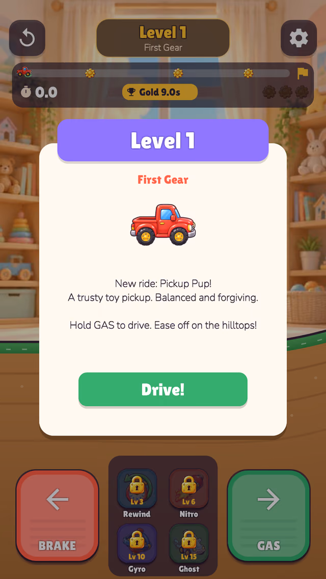 Wobbly Wheels: Level 1 First Gear with the Pickup Pup