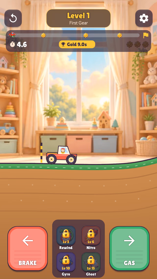 Wobbly Wheels: driving toward the flag