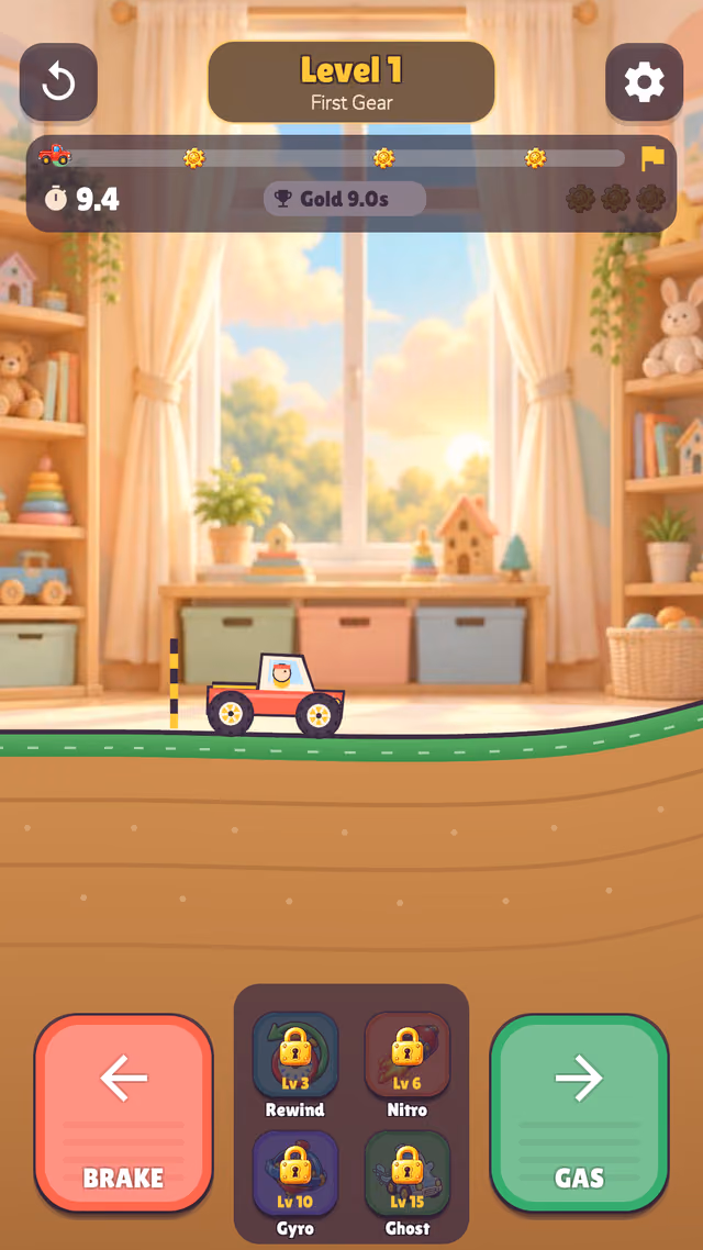 Wobbly Wheels: rolling over the toy-room track