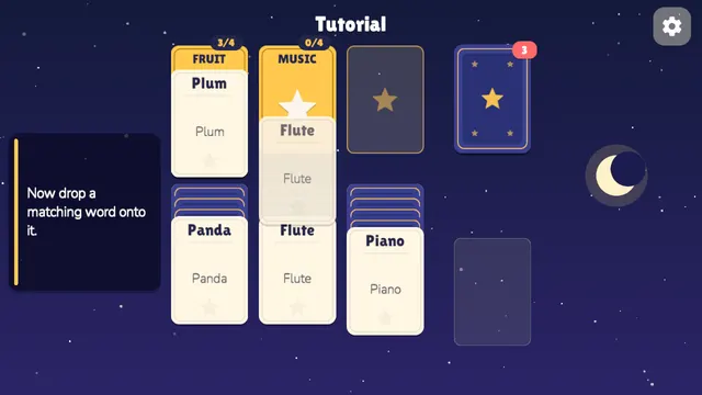 Word Deal Solitaire, the word Flute dropped on the Music category