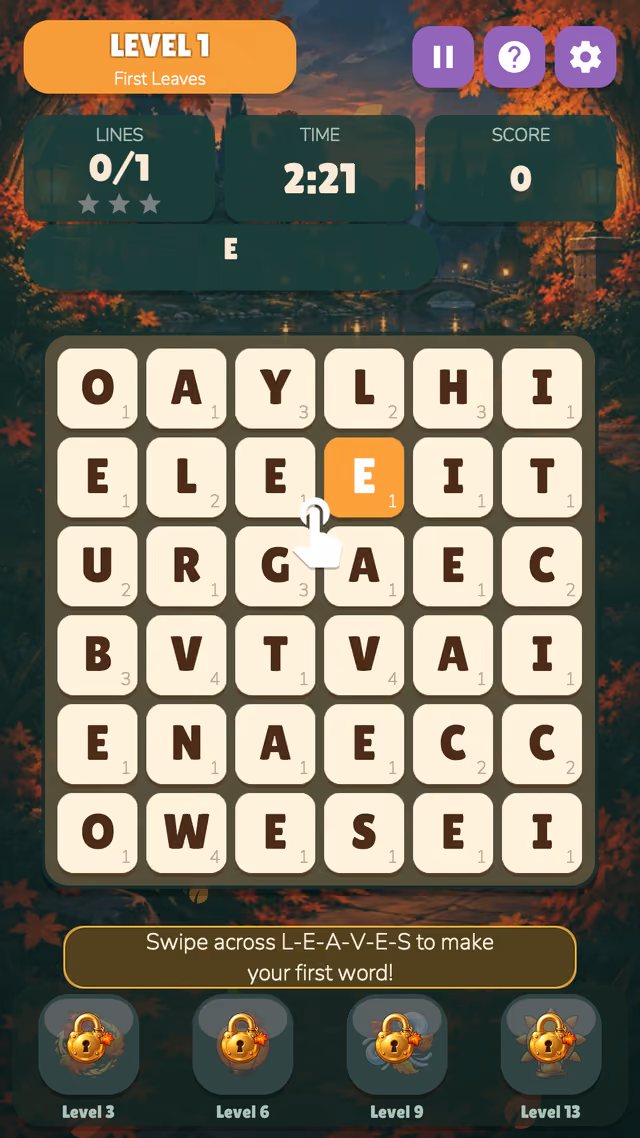 Word Sweep: letters lighting up on the grid